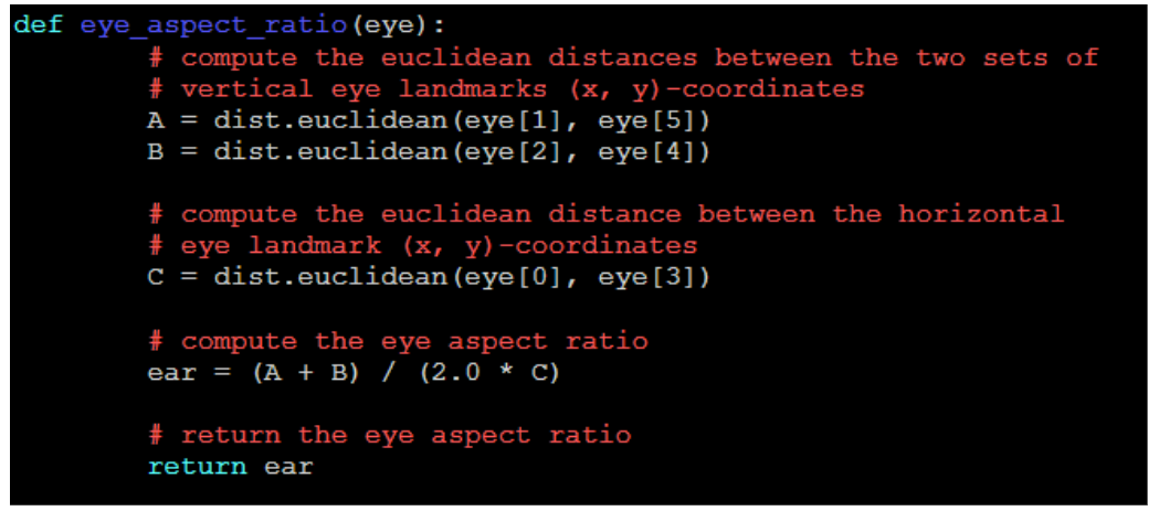 Eye Aspect Ratio Code